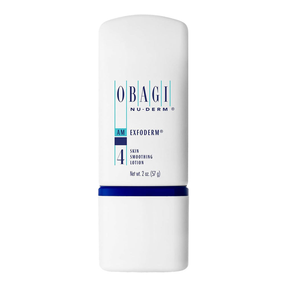 Obagi Nu-Derm Exfoderm bottle for easy exfoliation in daily routine.