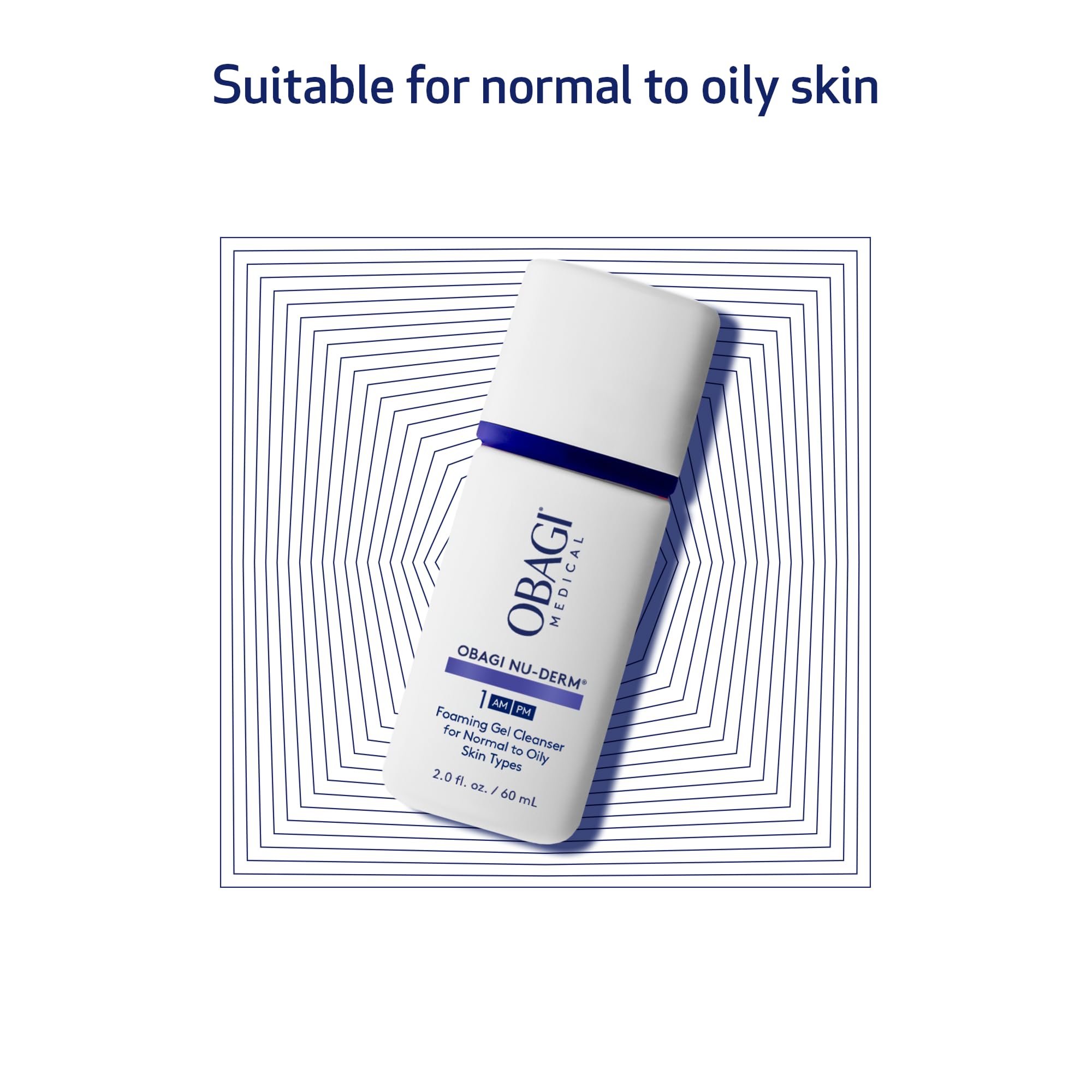 Obagi Nu-Derm Foaming Gel applied to the face in a gentle cleansing action