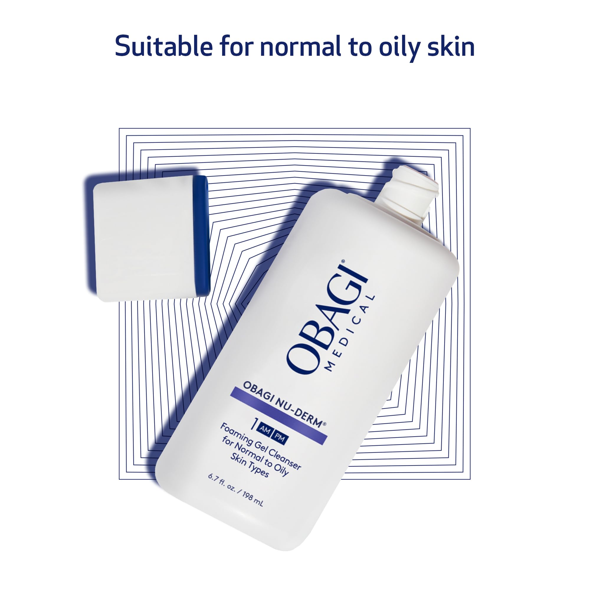 Two-pack display of Obagi Nu-Derm Foaming Gel on a store shelf.