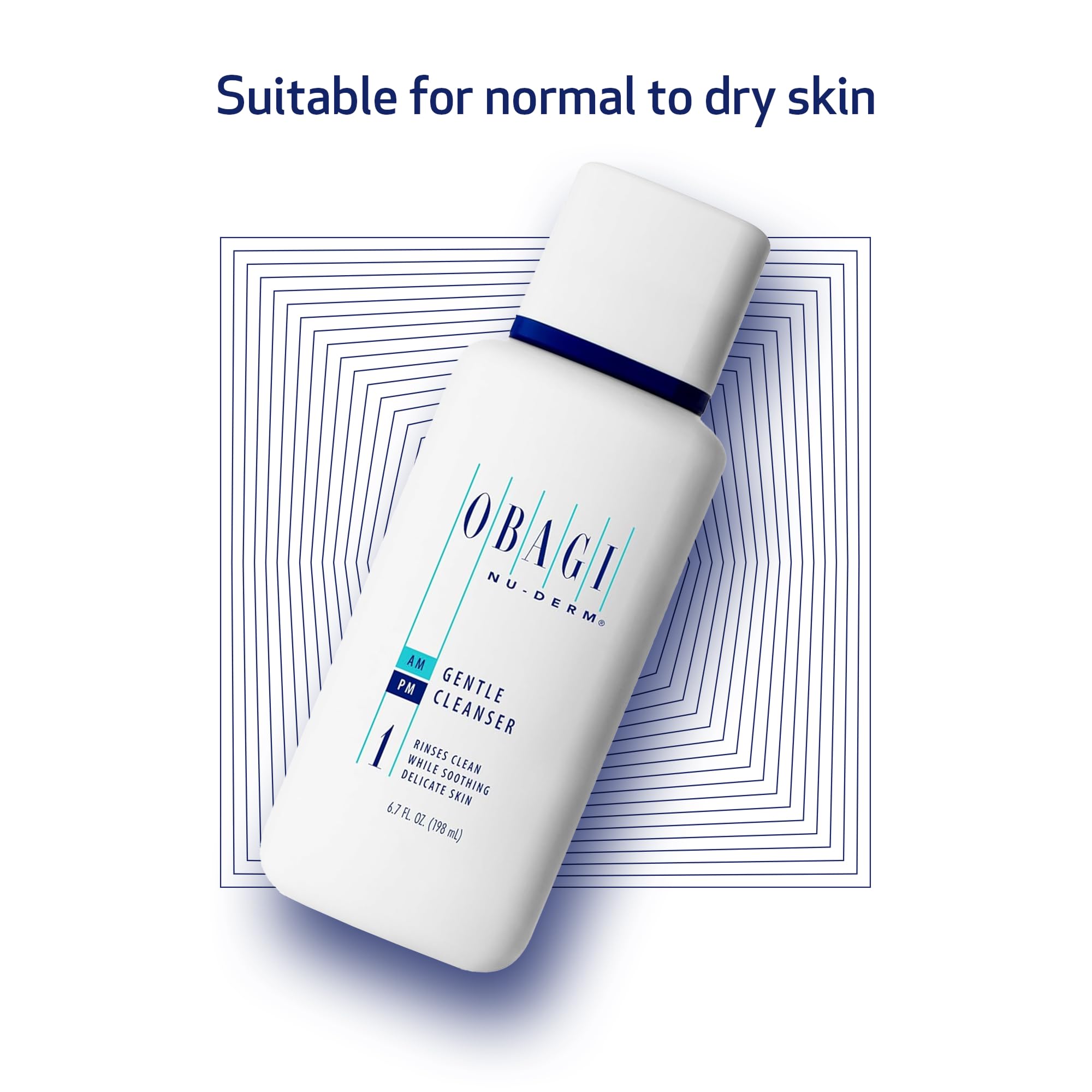 Obagi Nu-Derm Gentle Cleanser application scoop shows daily cleansing ritual.