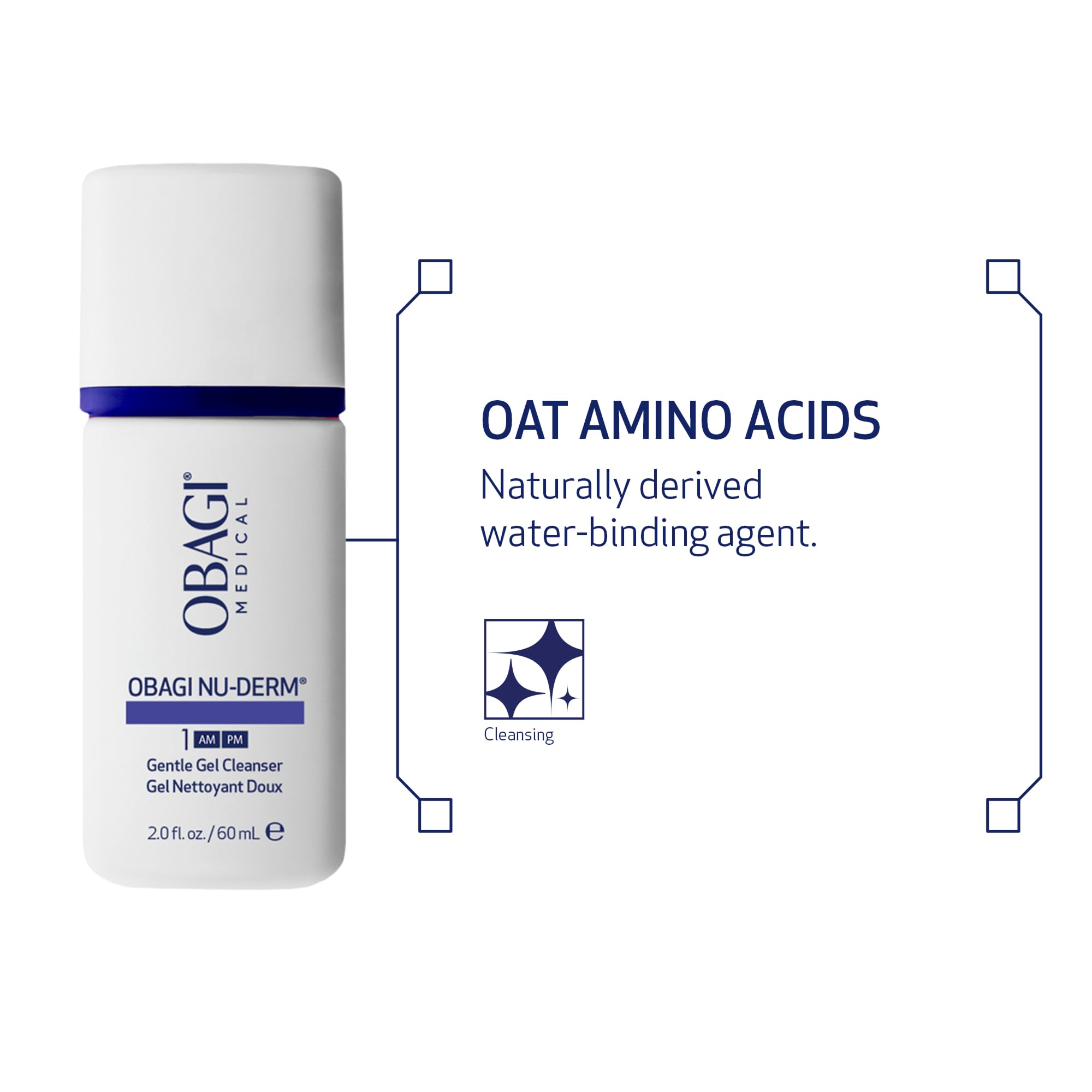 Obagi Nu-Derm Gentle Cleanser ingredients include oat amino acids for gentle cleansing.