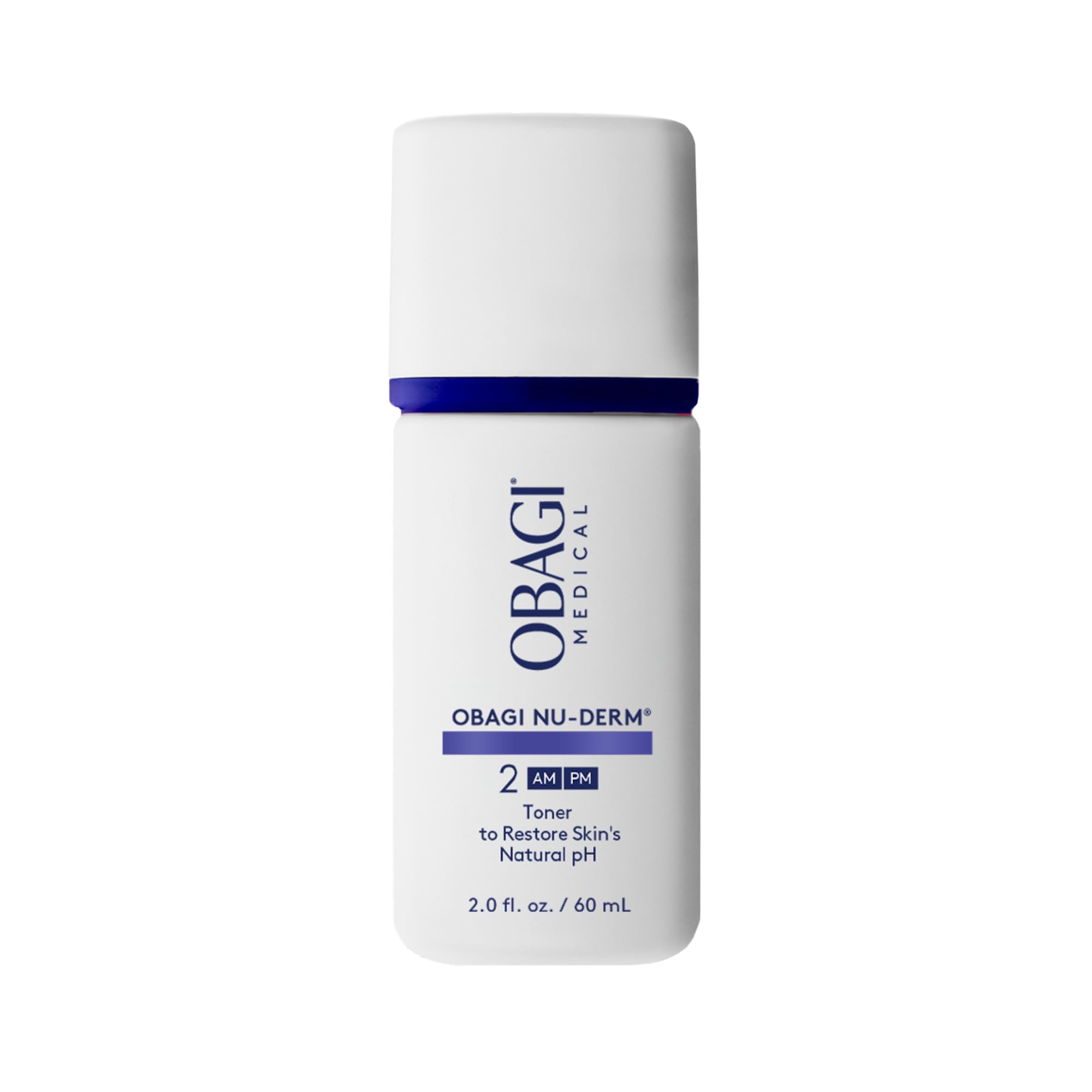 Obagi Nu-Derm Toner bottle front shows alcohol-free formula for sensitive skin.