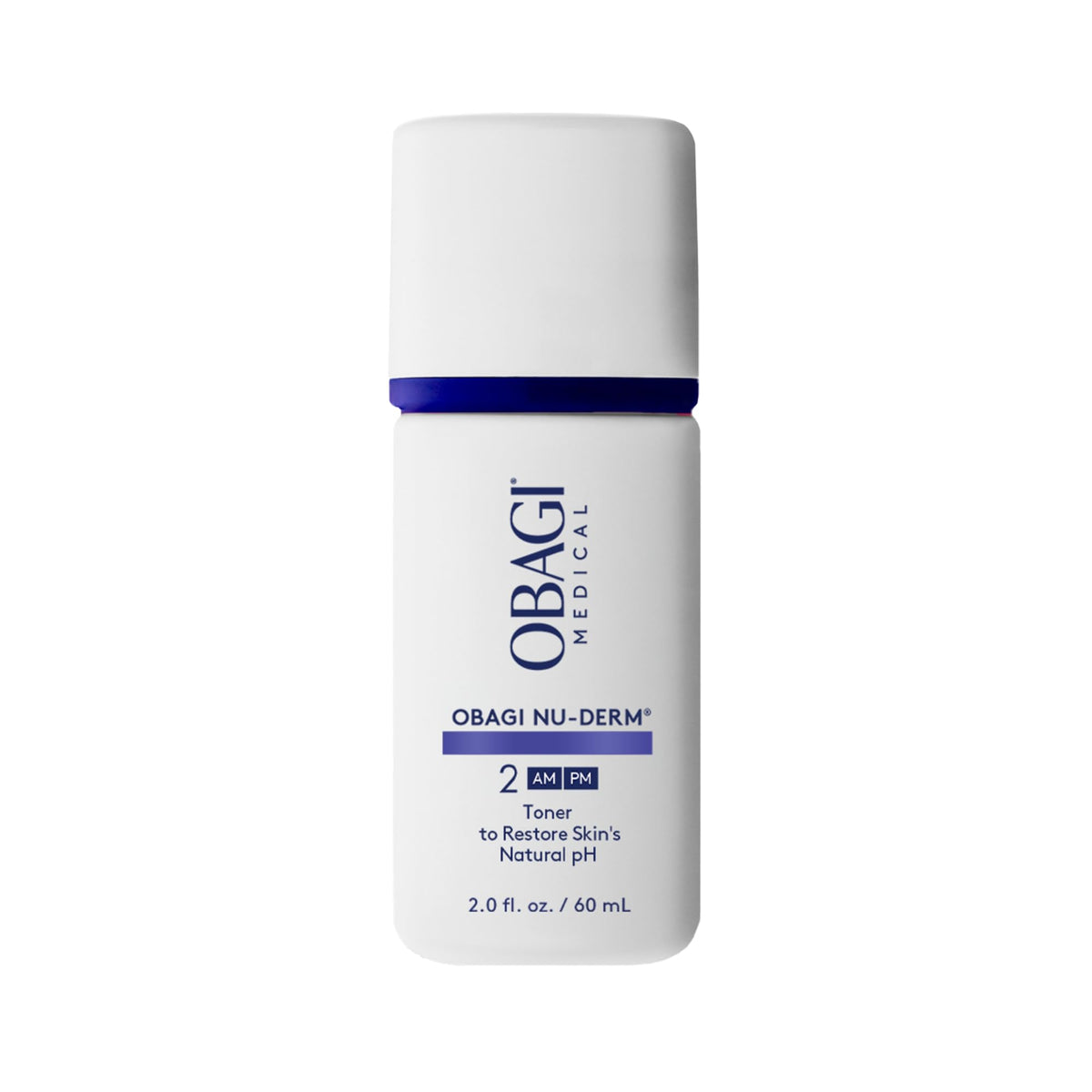 Obagi Nu-Derm Toner bottle front shows alcohol-free formula for sensitive skin.