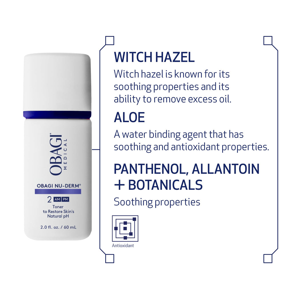 Obagi Nu-Derm Toner being applied with a cotton pad for post-cleanse refreshment.