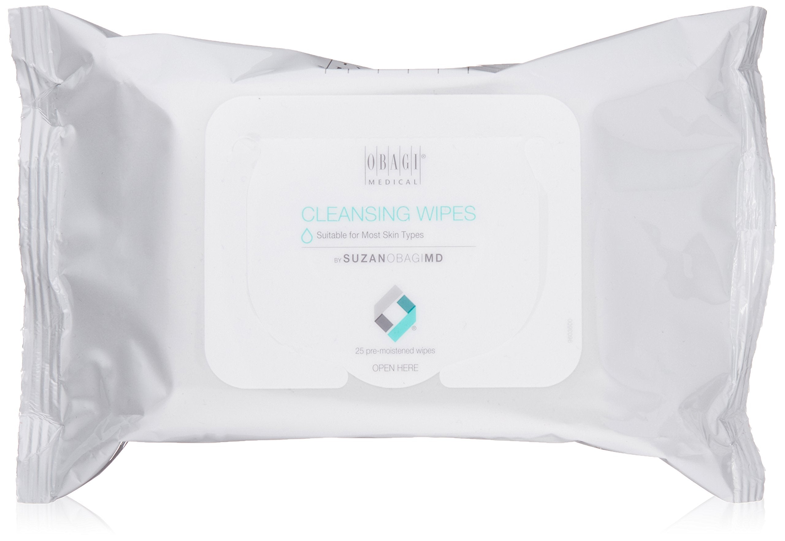 Obagi On the Go Cleansing Wipes package front, travel-ready for quick cleansing and makeup removal.