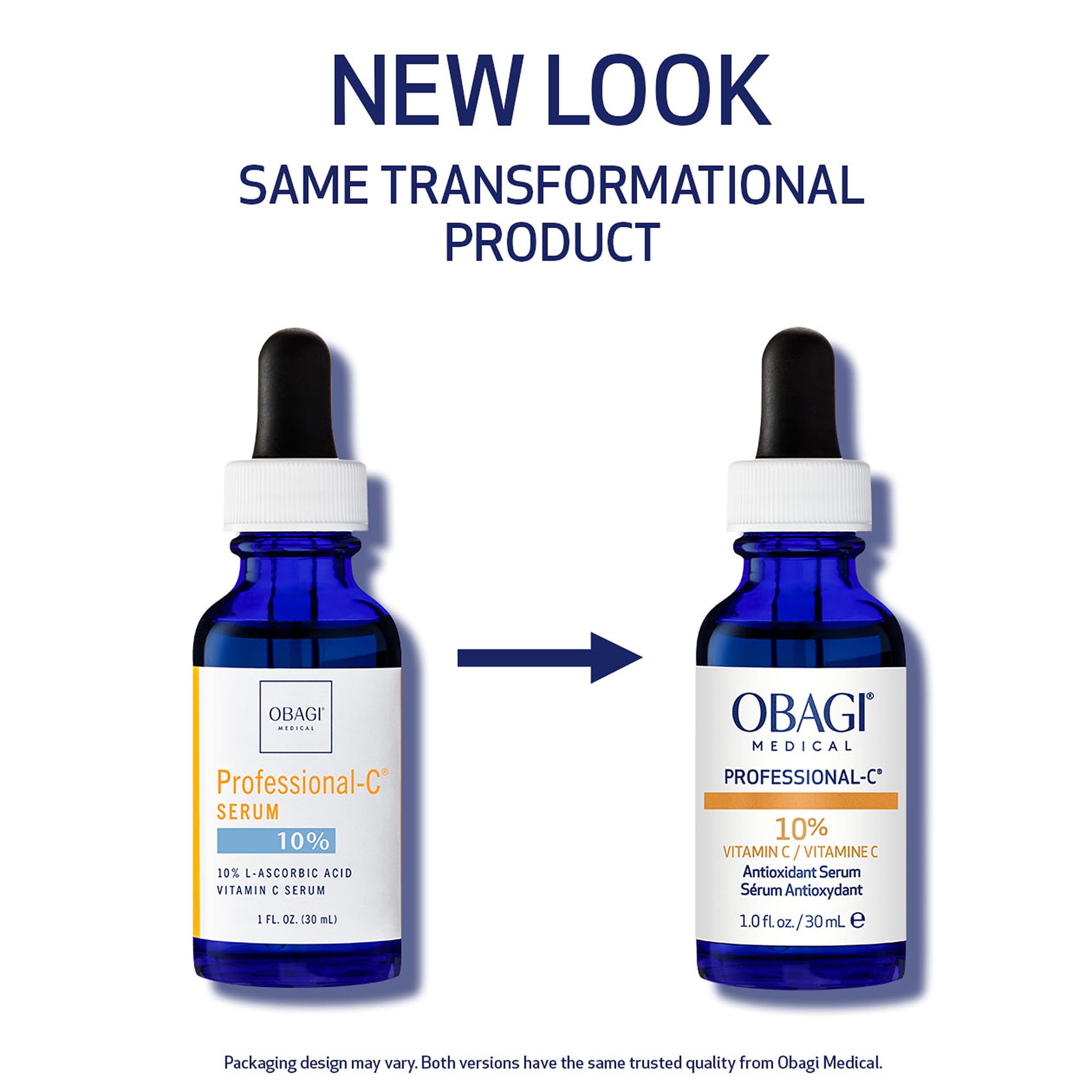 Obagi Professional-C 10% Serum amber glass bottle preserves potency and stability.