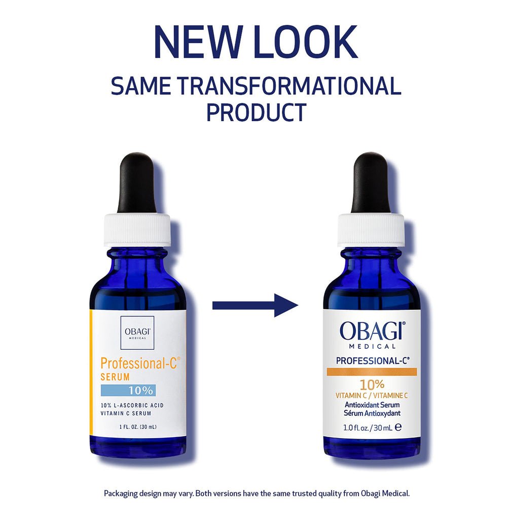 Obagi Professional-C 10% Serum amber glass bottle preserves potency and stability.