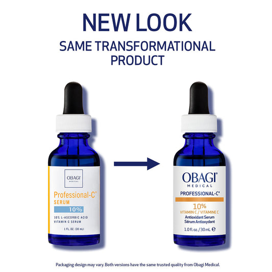 Obagi Professional-C 10% Serum amber glass bottle preserves potency and stability.