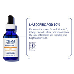 Obagi Professional-C 10% serum on face producing a subtle glow and even tone.