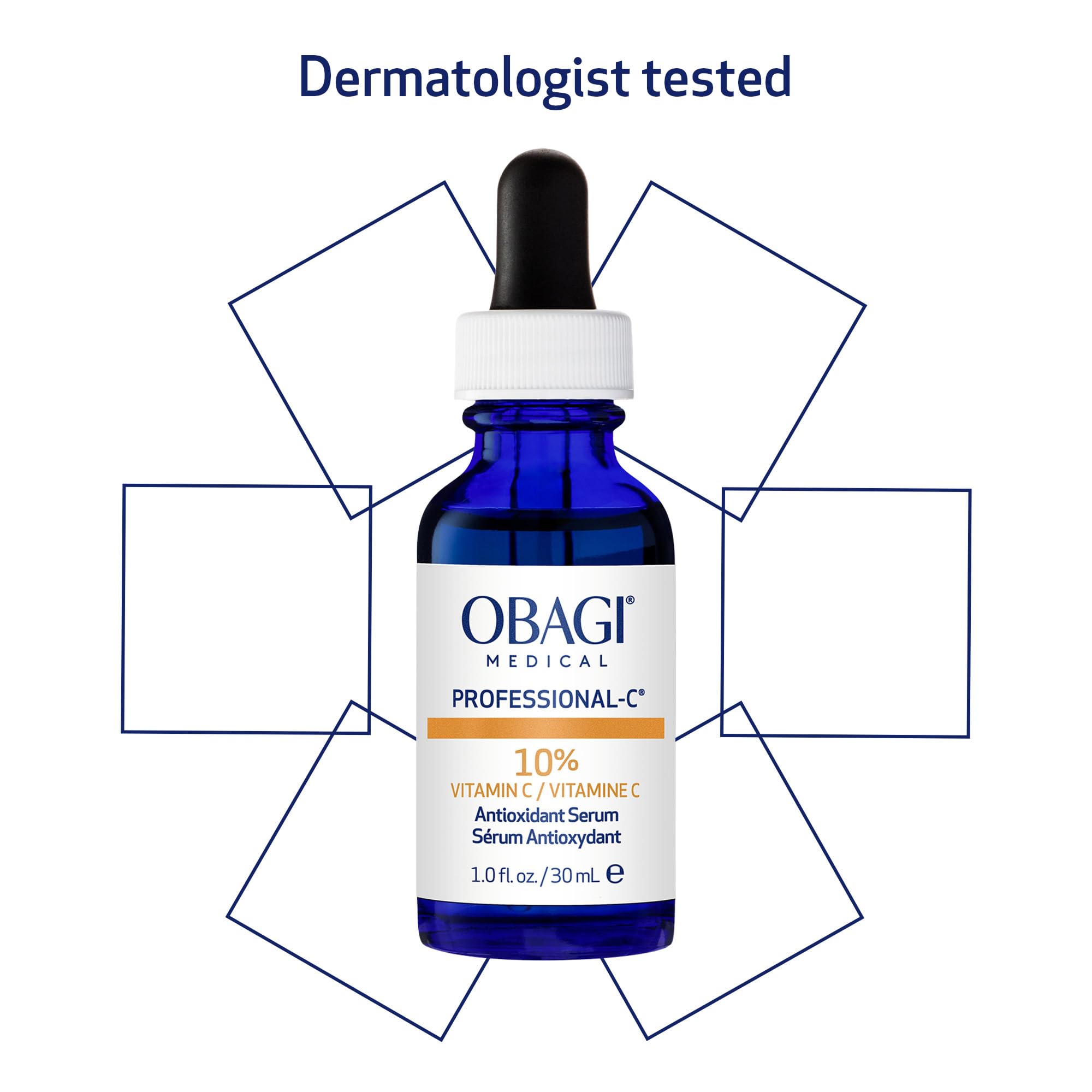 Obagi 10% Serum swirled on skin showing dewy finish.