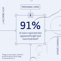Close-up of the Obagi serum label highlighting 15% vitamin C.