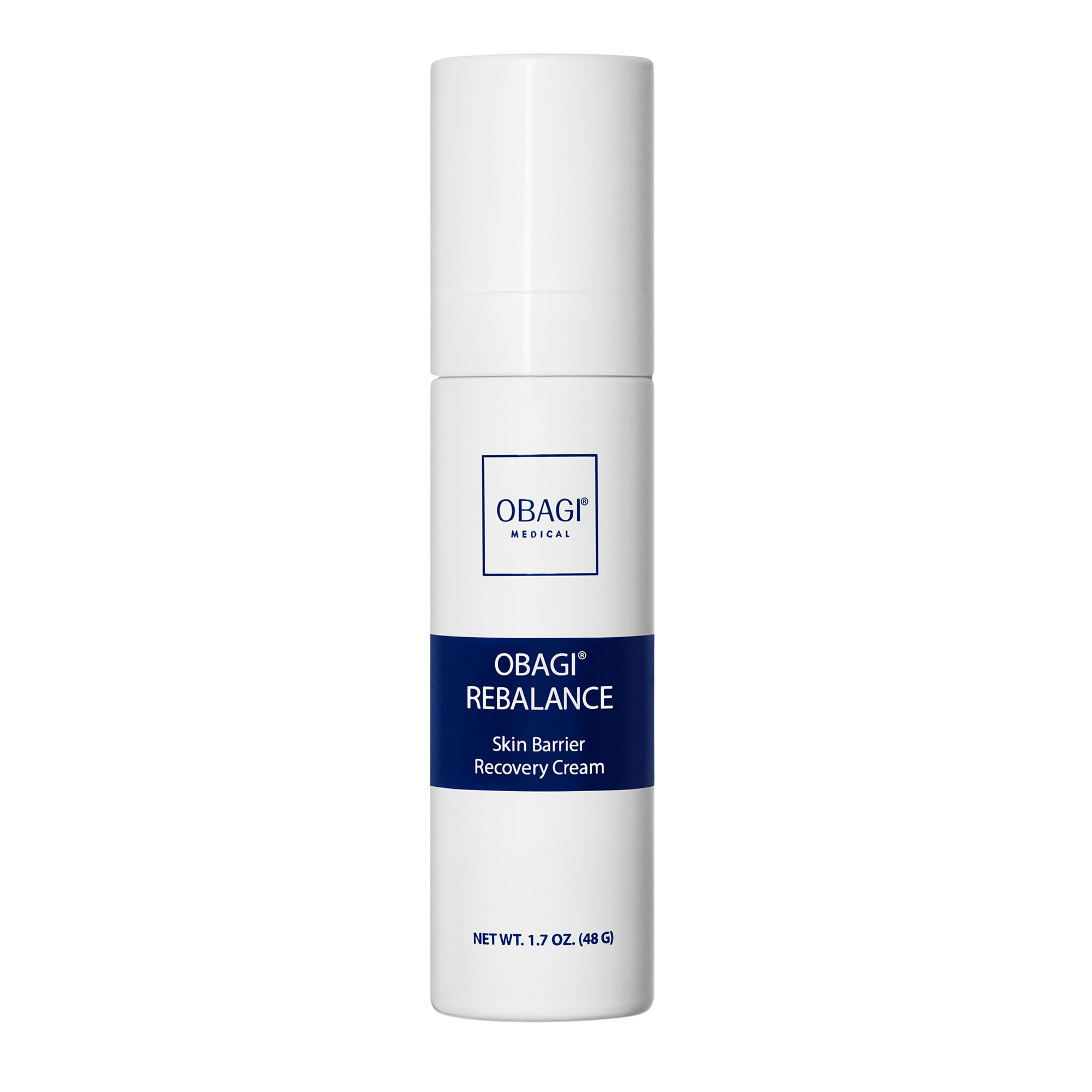 Obagi Rebalance bottle pour shows quick barrier hydration for irritated skin