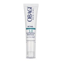 Obagi Medical Retinol 1.0 Cream jar closeup, premium packaging for nightly anti-aging care.