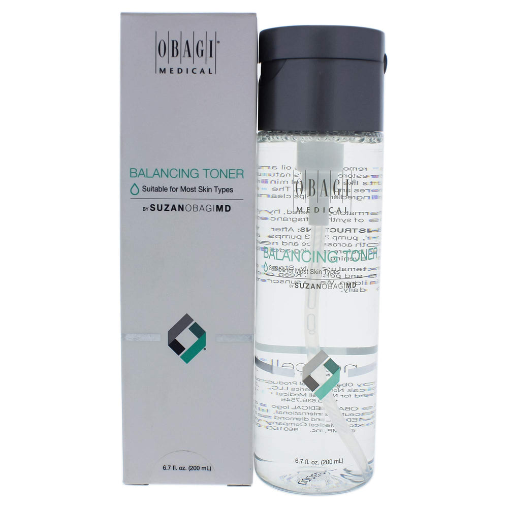 Obagi SUZANOBAGIMD Balancing Toner bottle closeup for refreshed, balanced skin