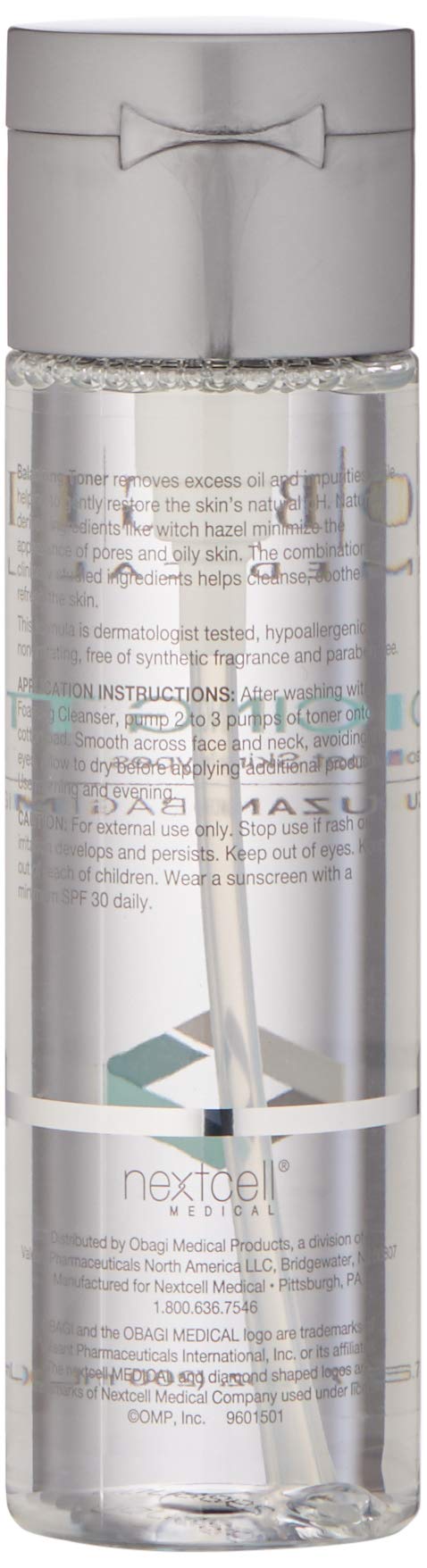 Obagi SUZANOBAGIMD Balancing Toner label details highlighting antioxidant protection
