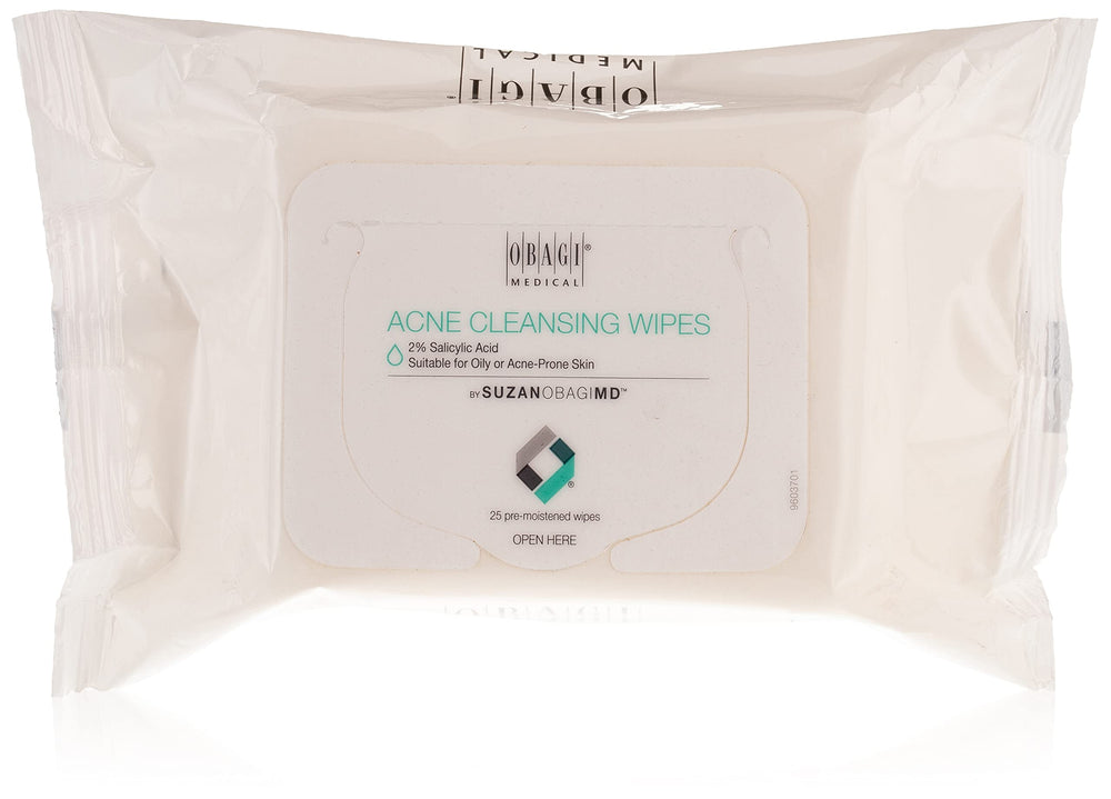 Obagi SUZANOBAGIMD On the Go Cleansing Wipes packshot for quick oil control and refreshment.