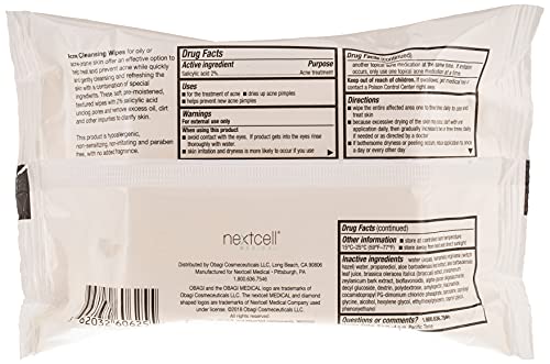 Obagi SUZANOBAGIMD wipes texture close-up showing gentle acne-prone skin cleansing.