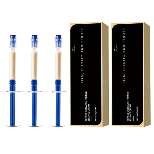 Obemary Luxveria polypeptide collagen cream tube closeup, hydration and elasticity highlighted.