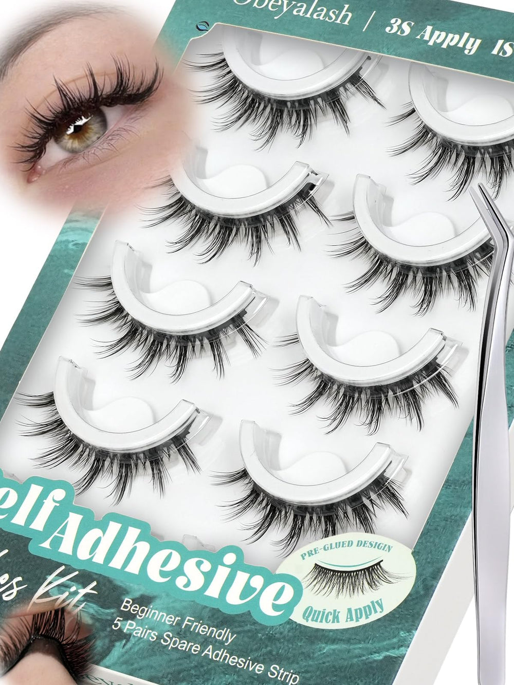 Obeyalash Manga Look self-adhesive lashes for easy daily wear.