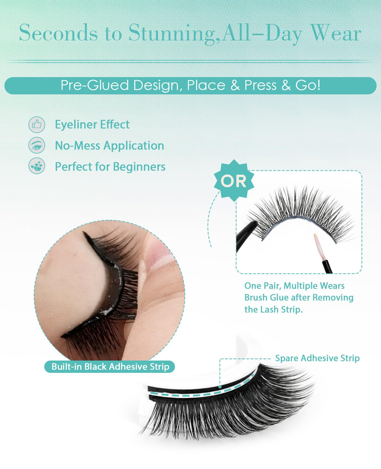 Obeyalash wispy lashes creating a defined cat-eye look