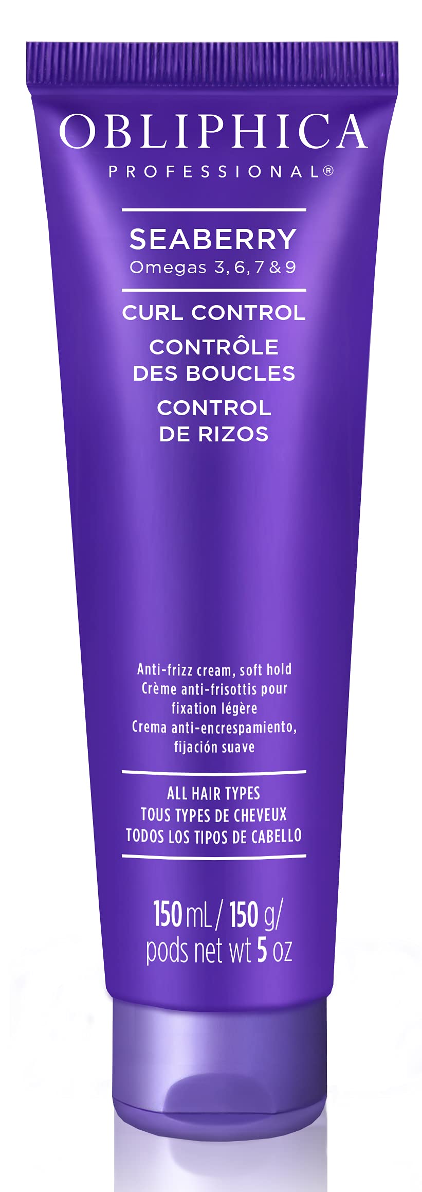 Obliphica Professional Defining Cream on damp hair for defined, frizz-free curls with natural shine.