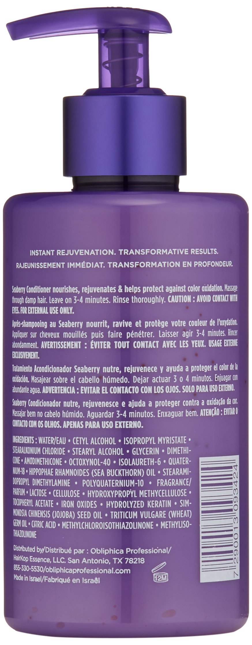 Obliphica Seaberry Conditioner for frizz control and daily styling with moisture relief.