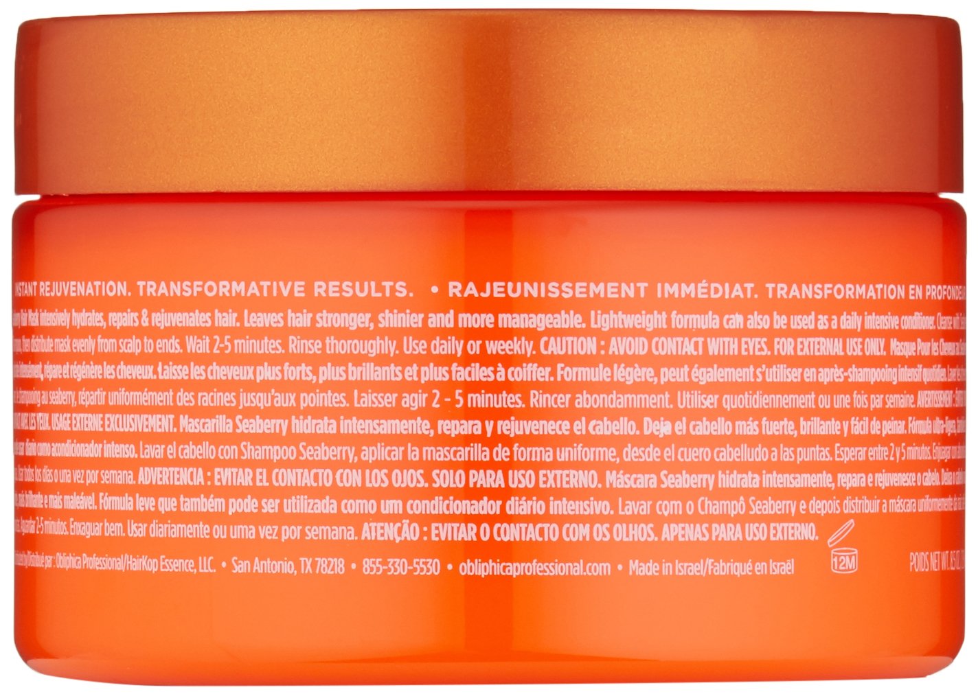 Obliphica Seaberry Hair Mask being applied to hair during routine.