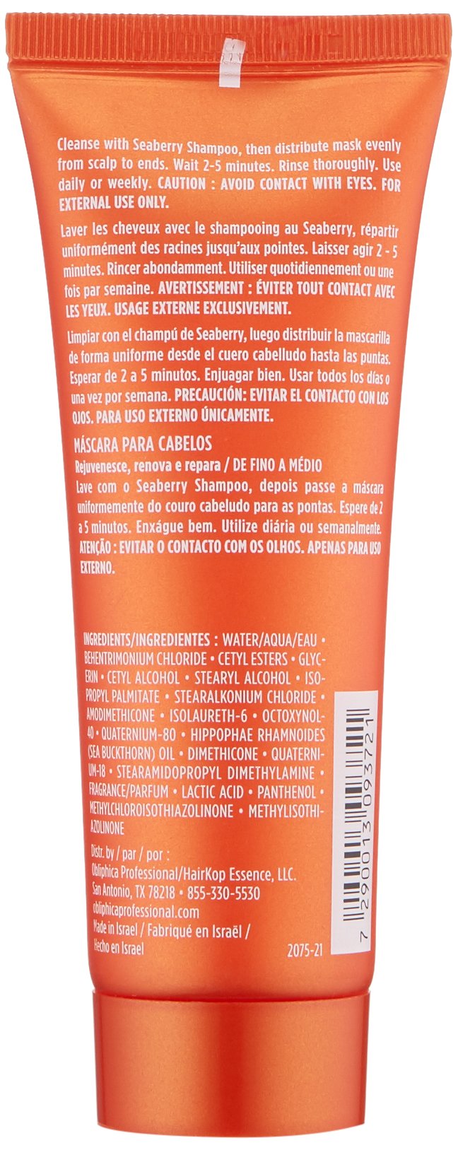 Obliphica Seaberry Hair Mask being applied for deep conditioning and frizz control