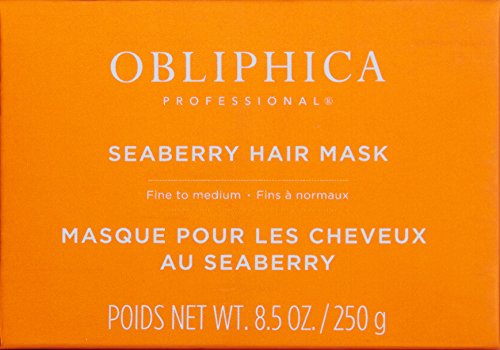 Obliphica Seaberry Hair Mask pump closeup emphasizes nourishing formula.