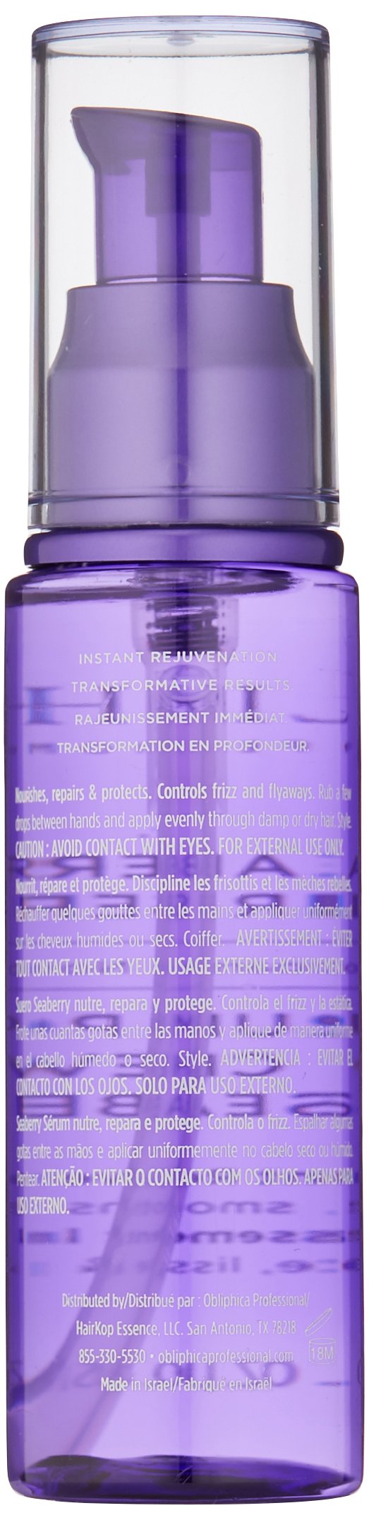 Obliphica Seaberry leave-in glossy-hair demonstrates revived shine and frizz protection.