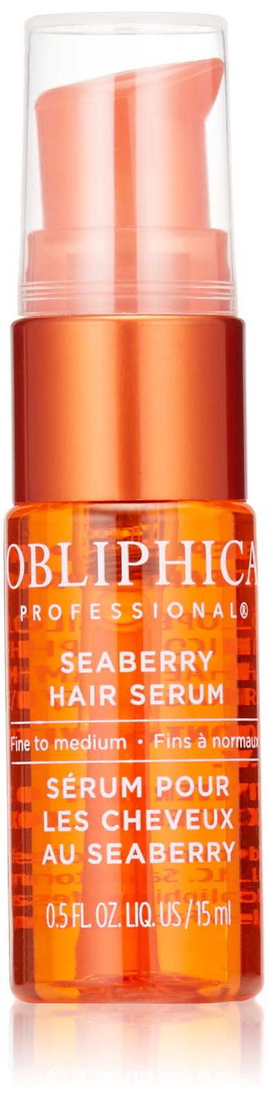 Obliphica Seaberry Leave-In Serum bottle, nourishing formula for fine hair