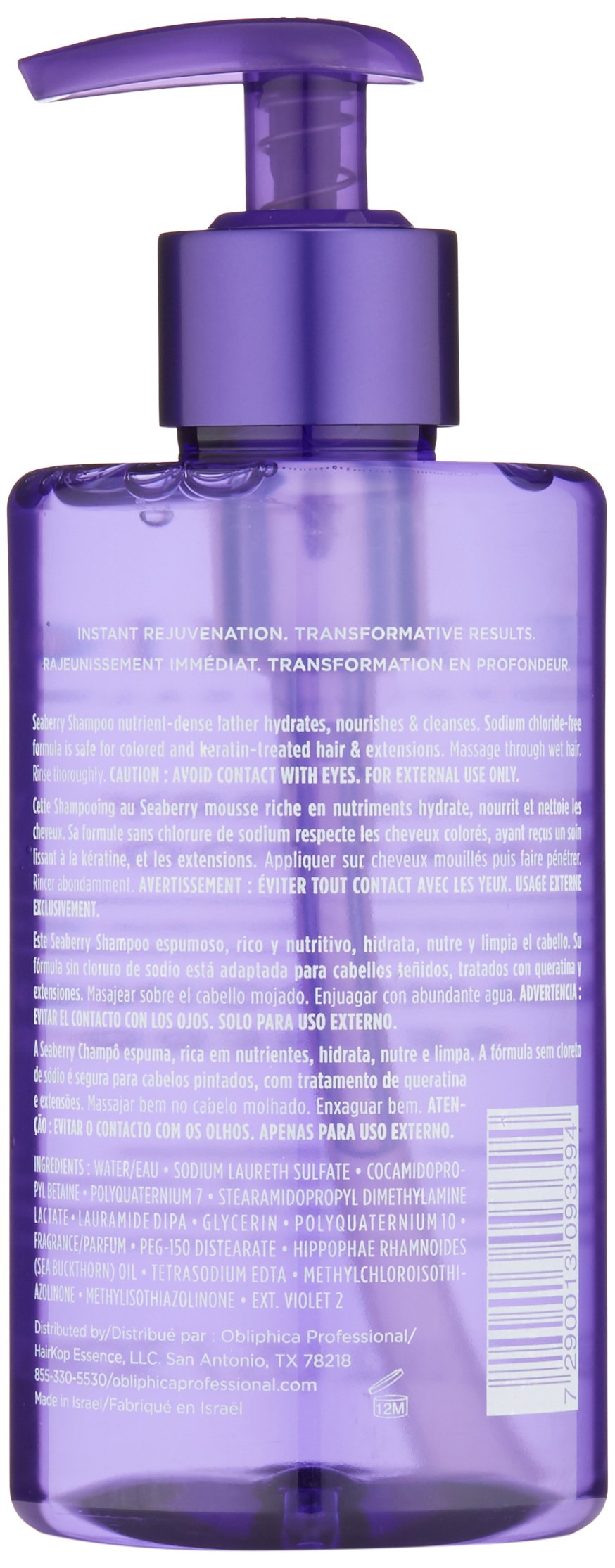 Close-up of Seaberry shampoo foam on hand for hydration.