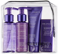 Close-up of Seaberry travel kit bottle showing premium nourishment