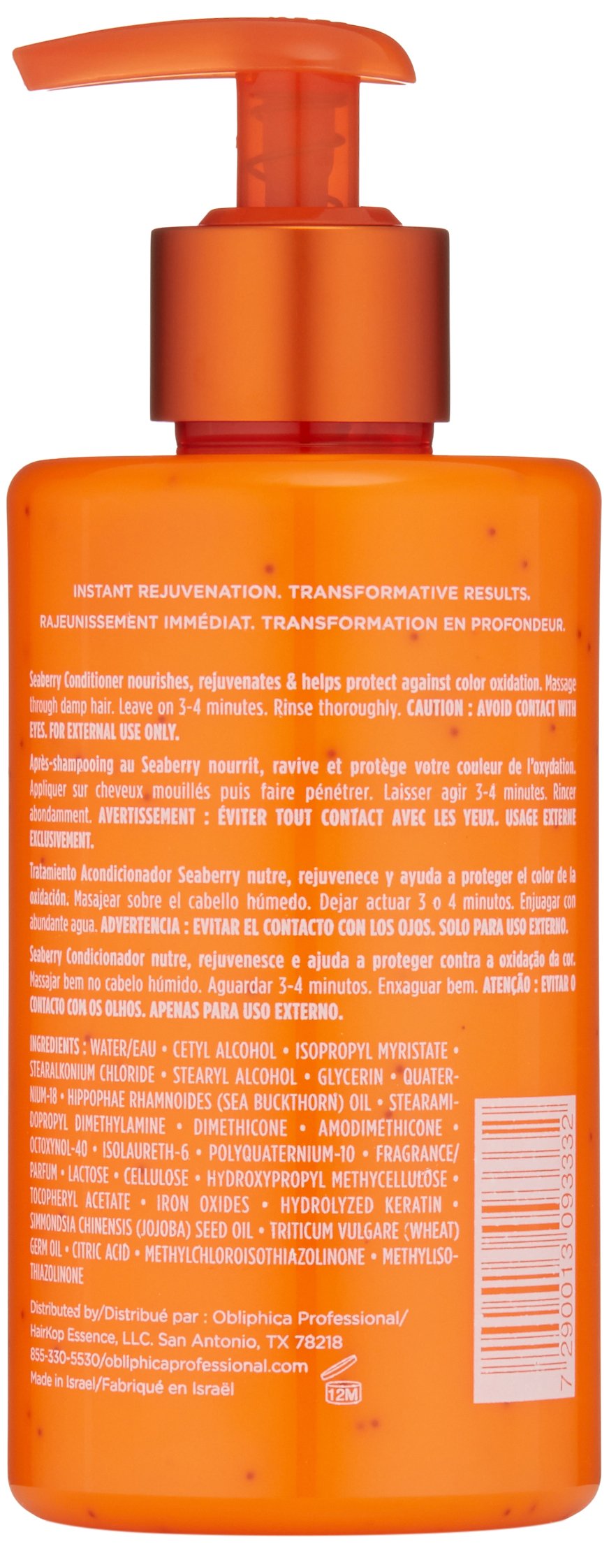 Obliphica Seaberry Conditioner dispense demonstrates easy application and frizz-control benefits.