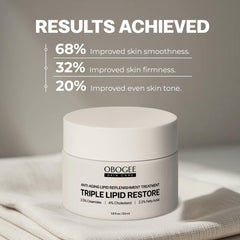 OBOGEE Triple Lipid Restore cream rubbed for smoothing and plumping feel.