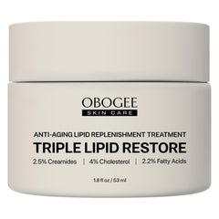 OBOGEE Triple Lipid Restore jar closeup with ceramides for deep hydration.