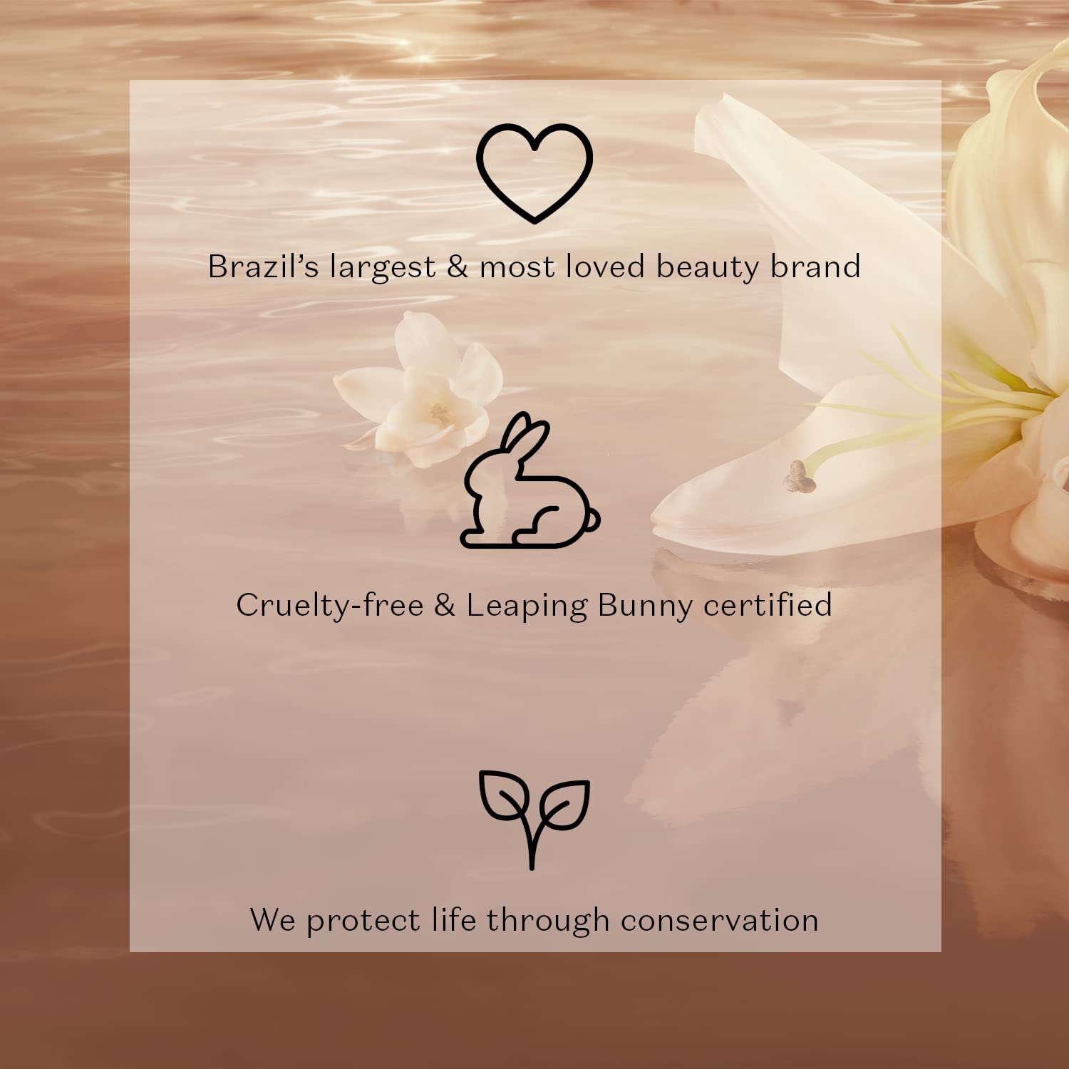 O Boticário Lily Satin fragrance bottle showcases feminine scent with spicy freshness for daily wear.