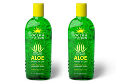 Ocean Potion Aloe Gel bottle front view for cooling, soothing skin after sun exposure.