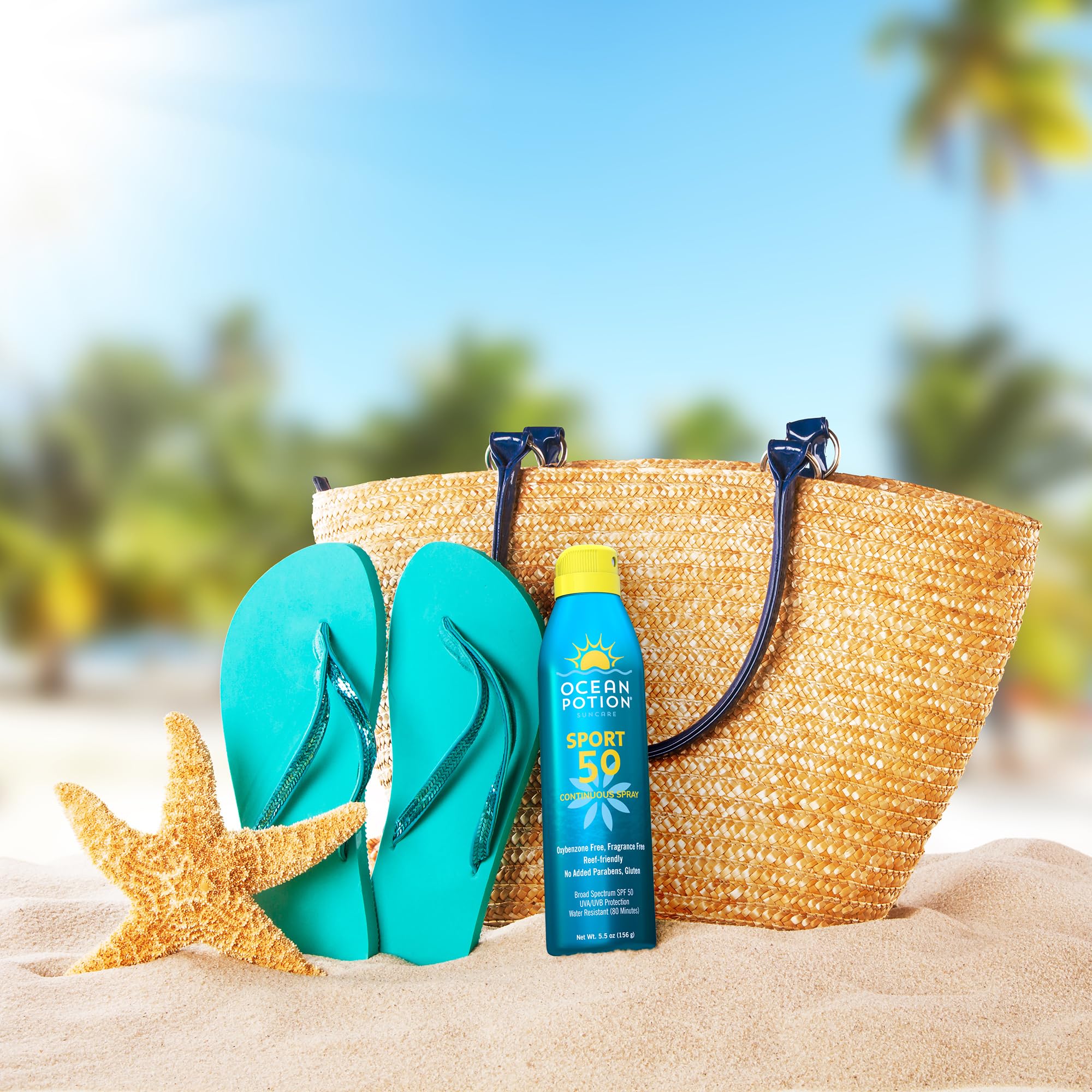 Fragrance-free Ocean Potion label highlighting sensitive-skin friendly formula.