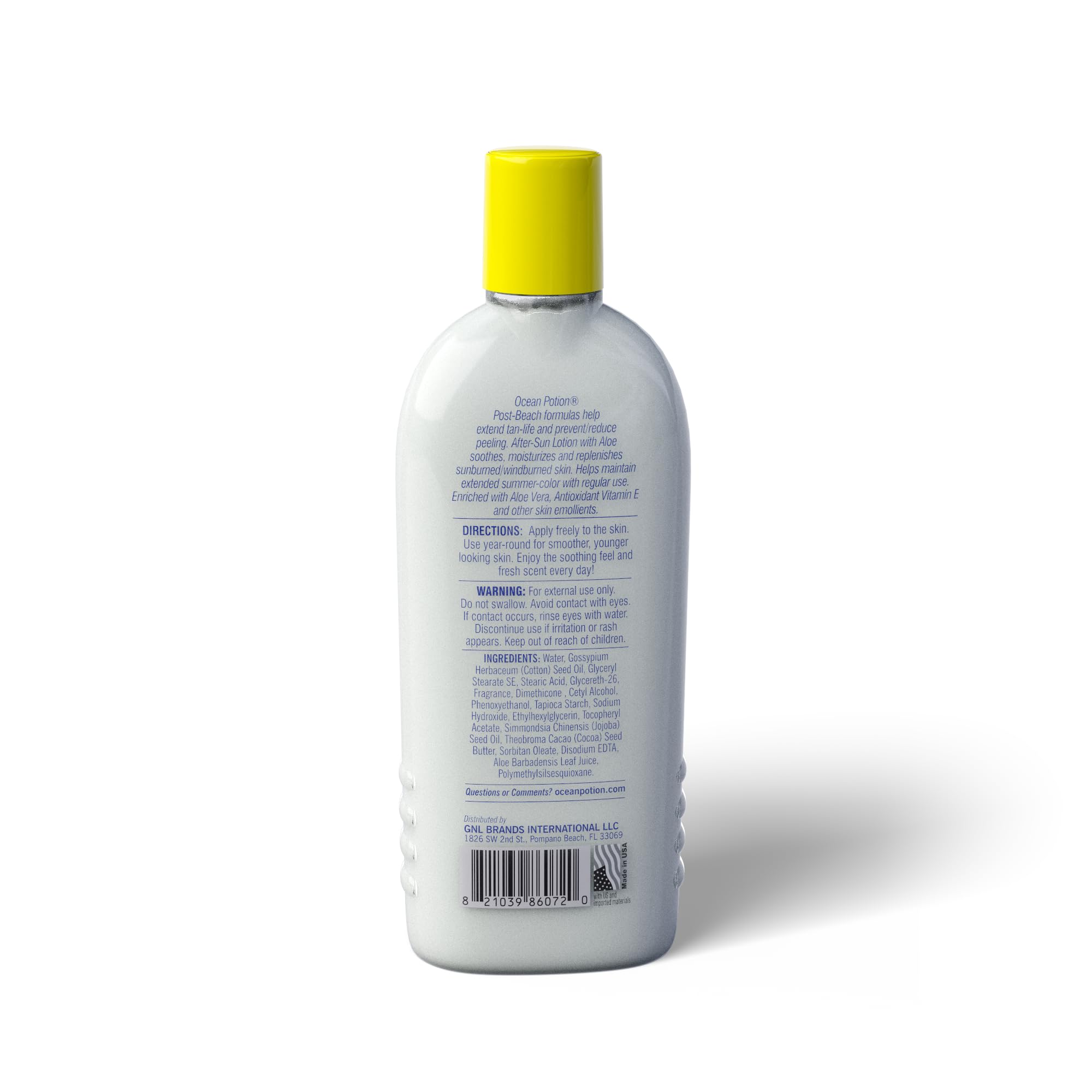 Ocean Potion After Sun Lotion front label shows lightweight, quick-absorbing hydration