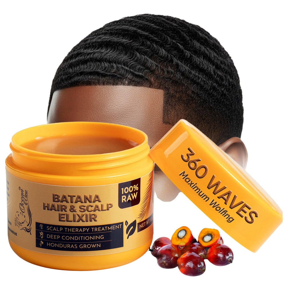 Ocean View Deep Waves Pomade bottle shows hydrating formula for defined waves