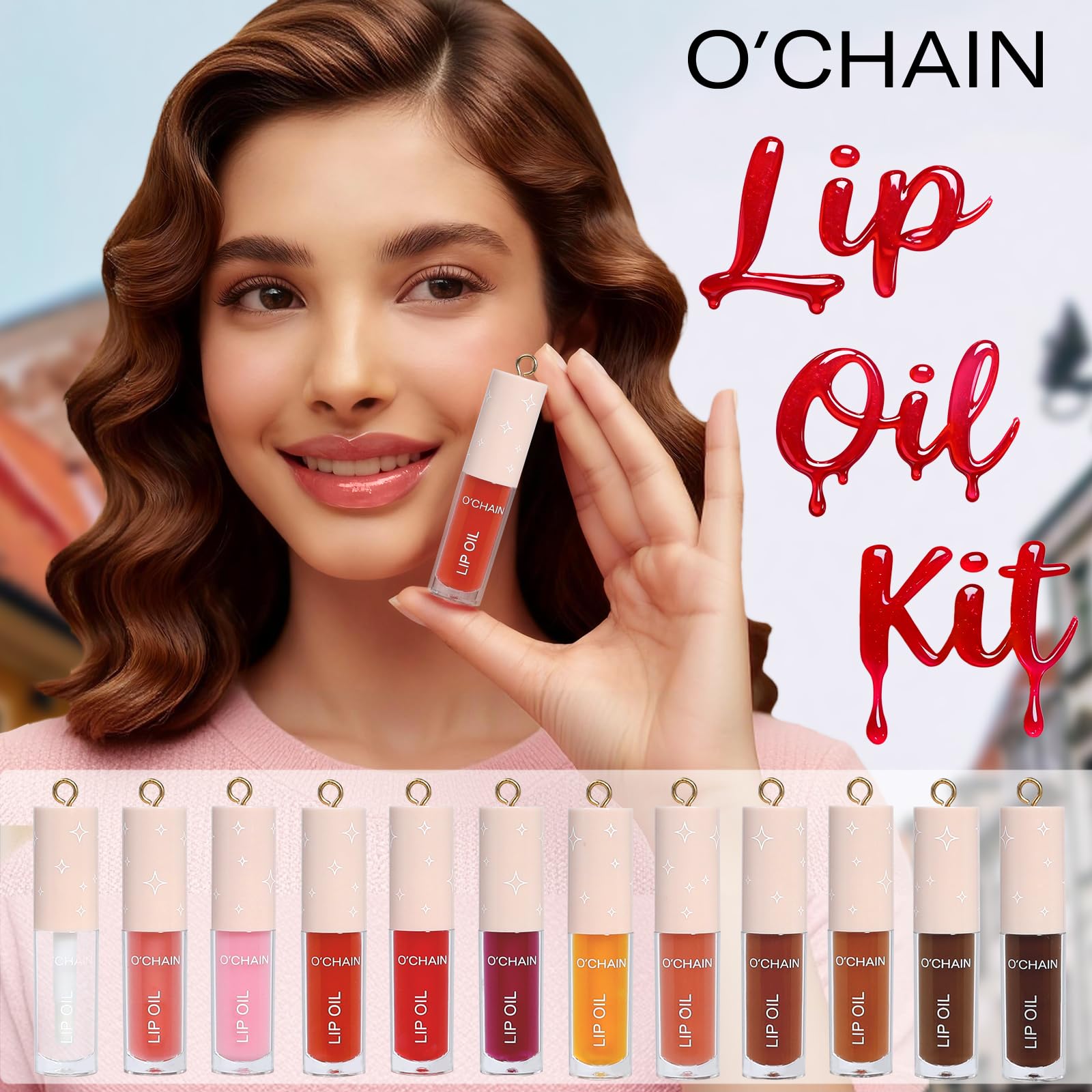 O'CHAIN hydrating lip oil keeps lips moisturized and soft.