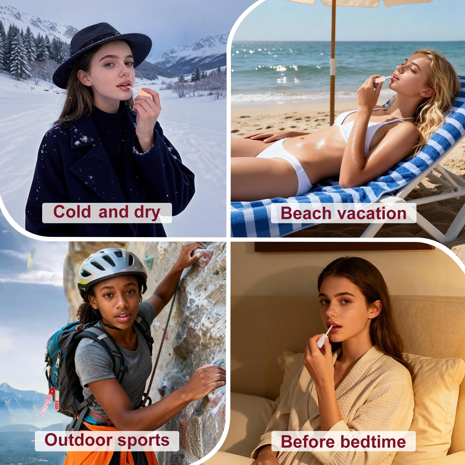 O'CHAIN on-the-go lip oil application with easy access.