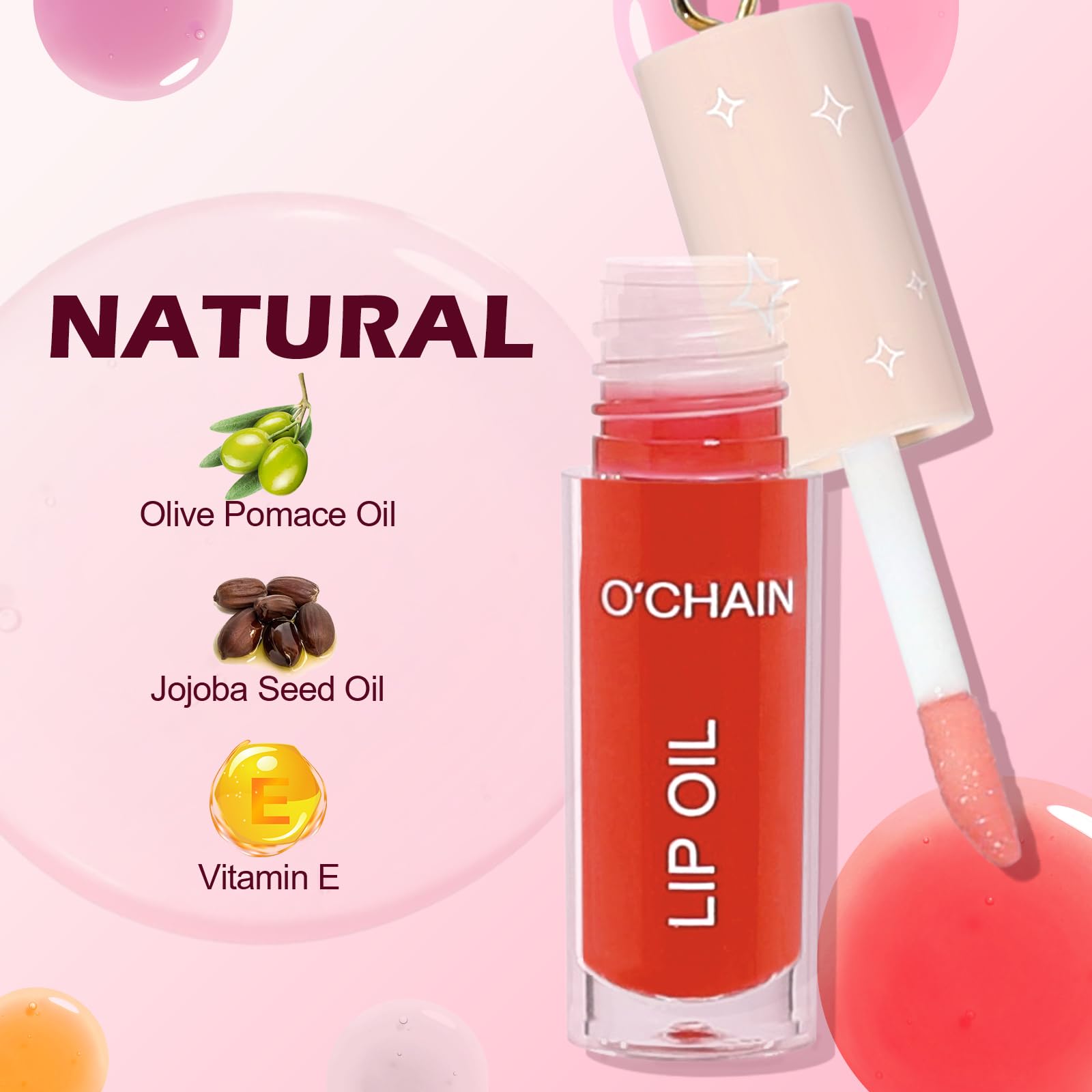 O'CHAIN packaging and branding visuals for gift-ready lip care.