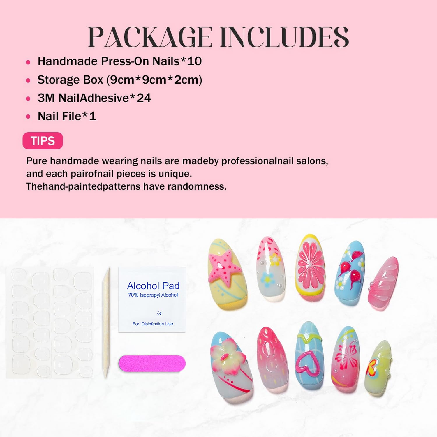 OCOUYVD floral press-on nails ideal for weddings and parties