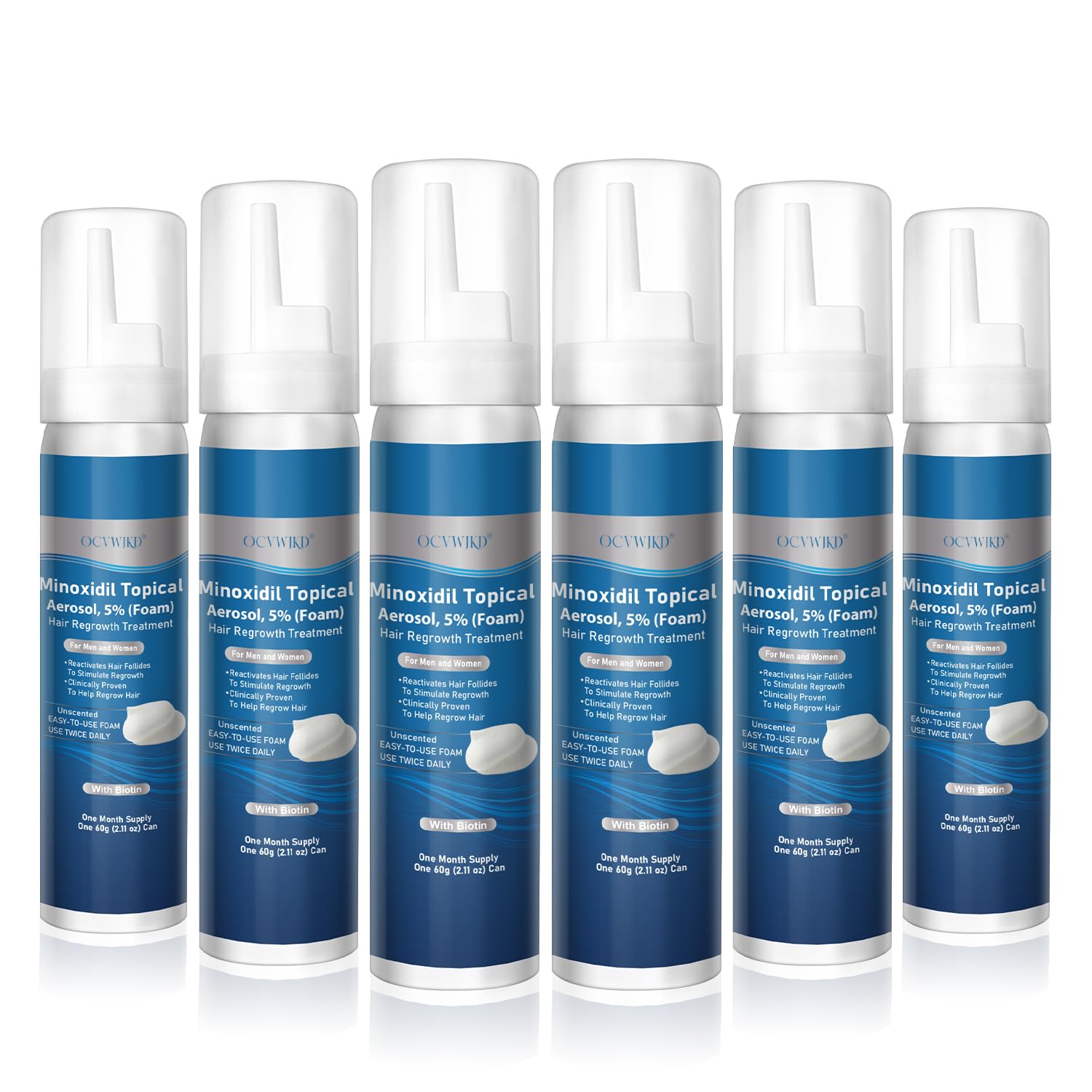 OCVWJKD 5 percent Minoxidil Foam bottle closeup for hair thinning support