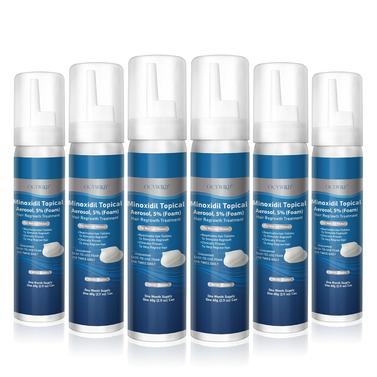OCVWJKD 5 percent Minoxidil Foam bottle closeup for hair thinning support