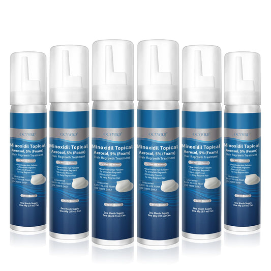 OCVWJKD 5 percent Minoxidil Foam bottle closeup for hair thinning support