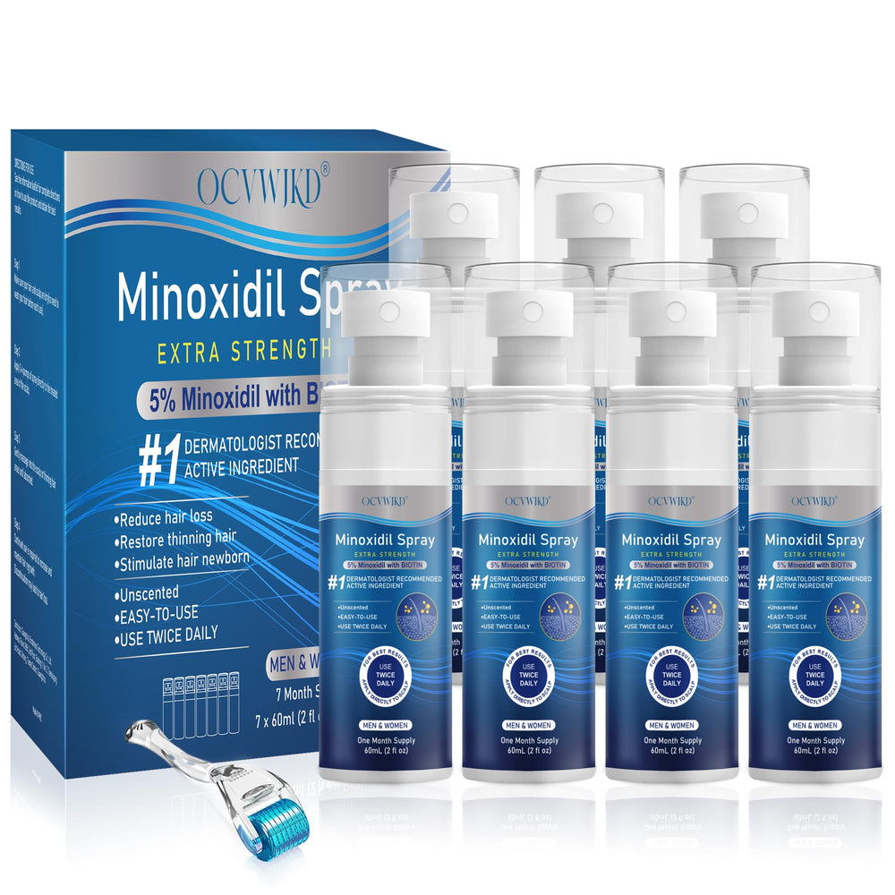 OCVWJKD 5percent Minoxidil spray bottle front view, scalp-friendly formula.