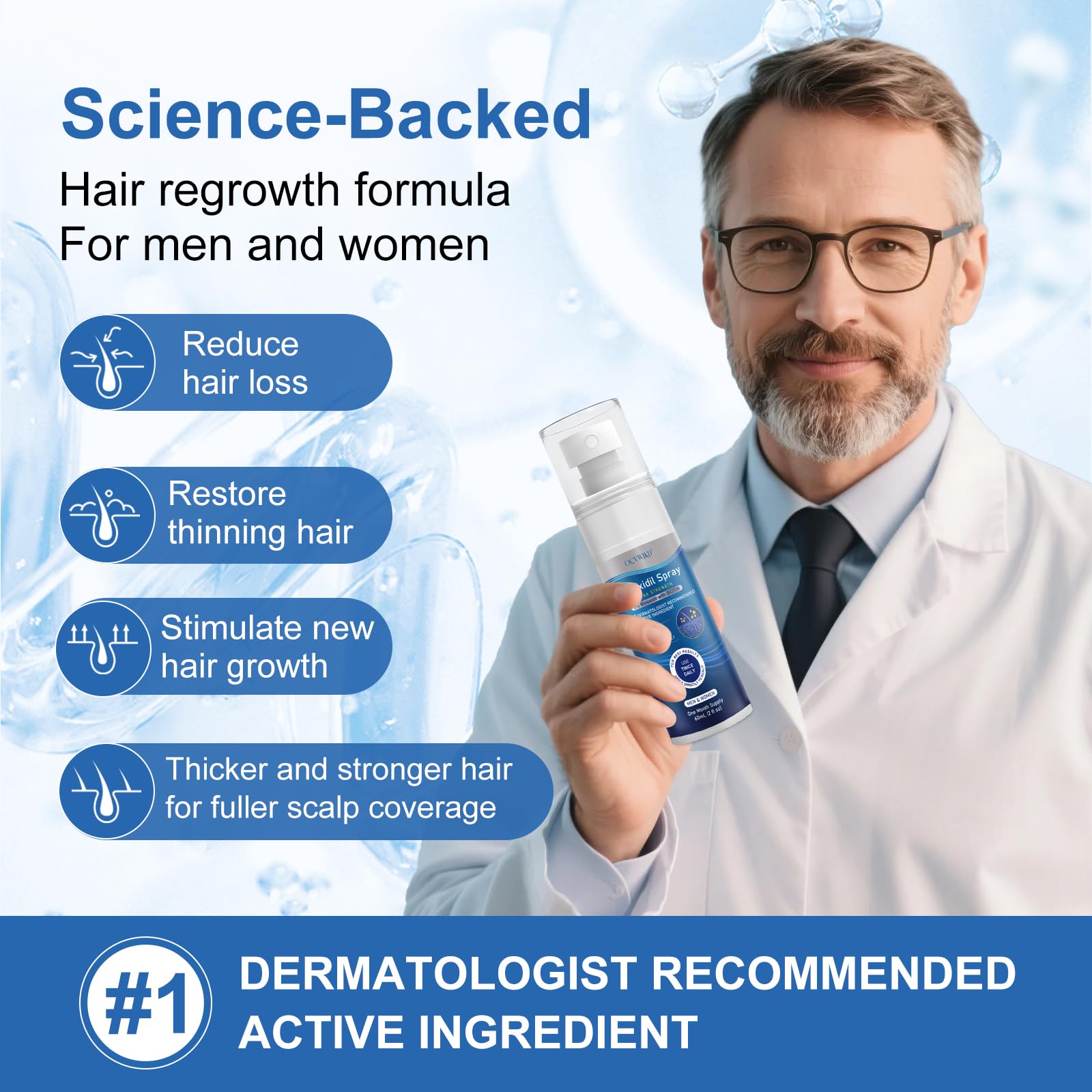 OCVWJKD Minoxidil spray used on beard area for potential fullness.
